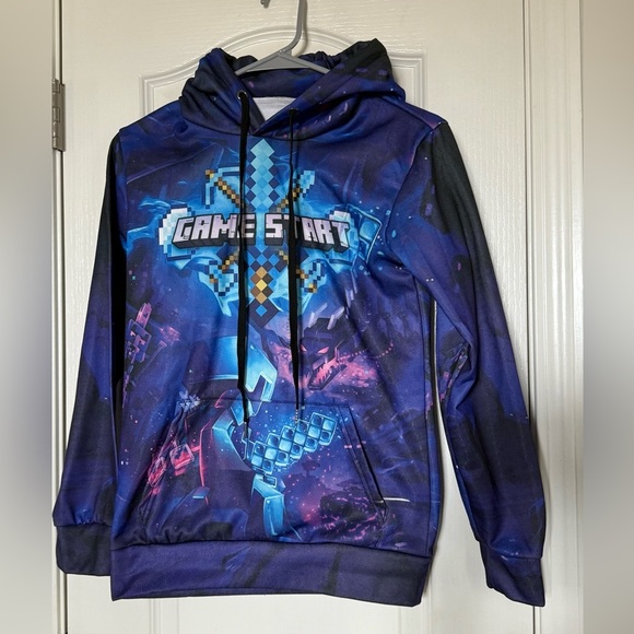 Other - Blue Graphic Hoodie with Game Start Design Minecraft 10/12